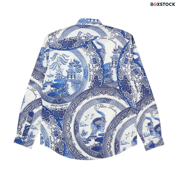 Palace China Plate Shirt 'Navy' Blue Spring/Summer 2022