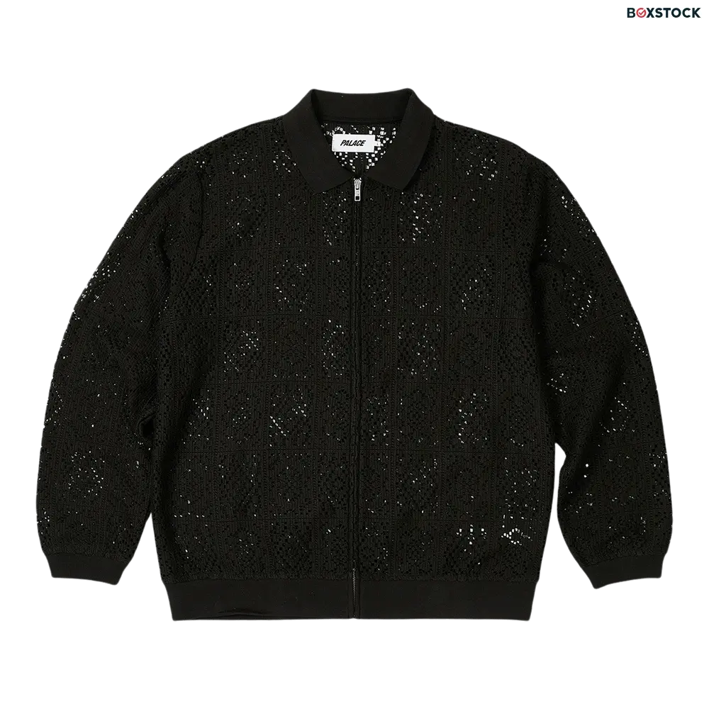 Palace Crochet Zip Long-Sleeve Polo 'Black' Fall/Winter 2023