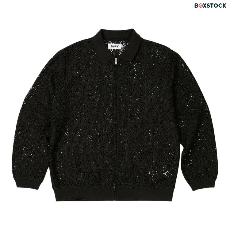Palace Crochet Zip Long-Sleeve Polo 'Black' Fall/Winter 2023