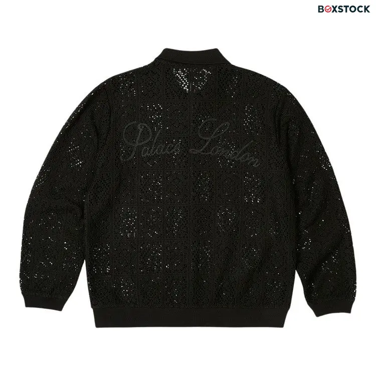Palace Crochet Zip Long-Sleeve Polo 'Black' Fall/Winter 2023