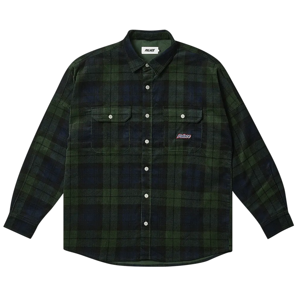 Palace Drop Shoulder Cord Shirt 'Tartan' Green Fall/Winter 2023