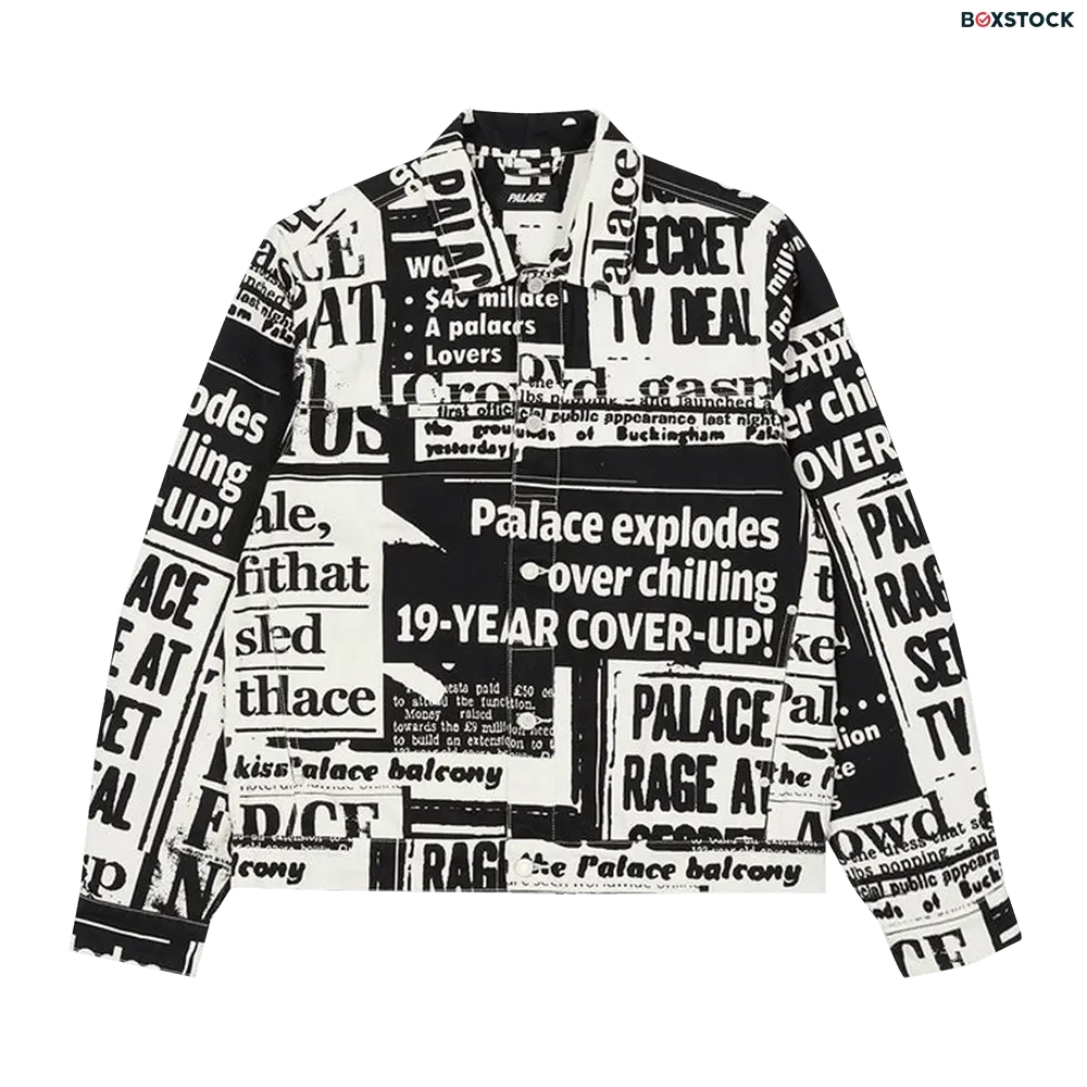 palace Palace Tabloid Denim Jacket 'Black' Multi-Color Spring/Summer 2022