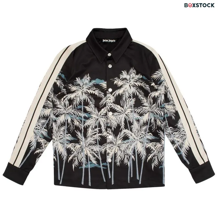 Palm Angels Allover Palms Track Shirt 'Black/Off White' Spring/Summer 2022