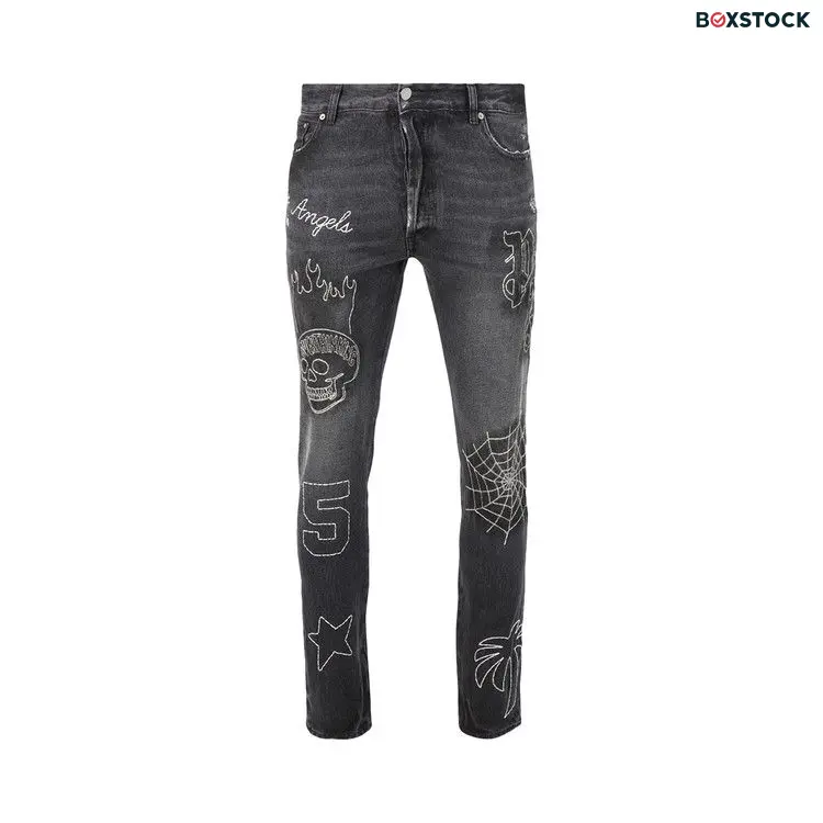 Palm Angels B Spider Classic 5 Pockets 'Black/Silver' Fall/Winter 2022