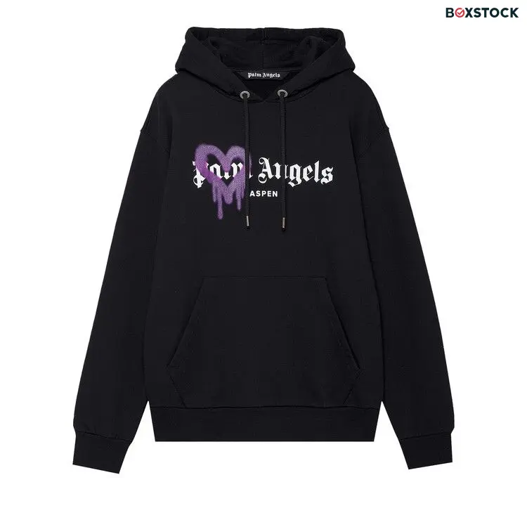 Palm Angels Aspen Heart Sprayed Hoodie 'Black/Purple' Fall/Winter 2021