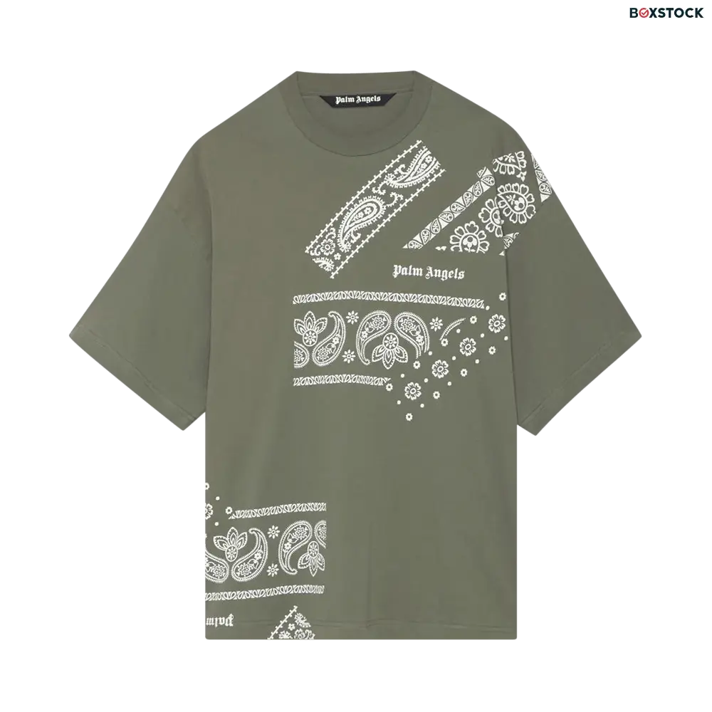 palm angels Palm Angels Bandana Print Tee 'Military/Light Grey' Green Fall/Winter 2021