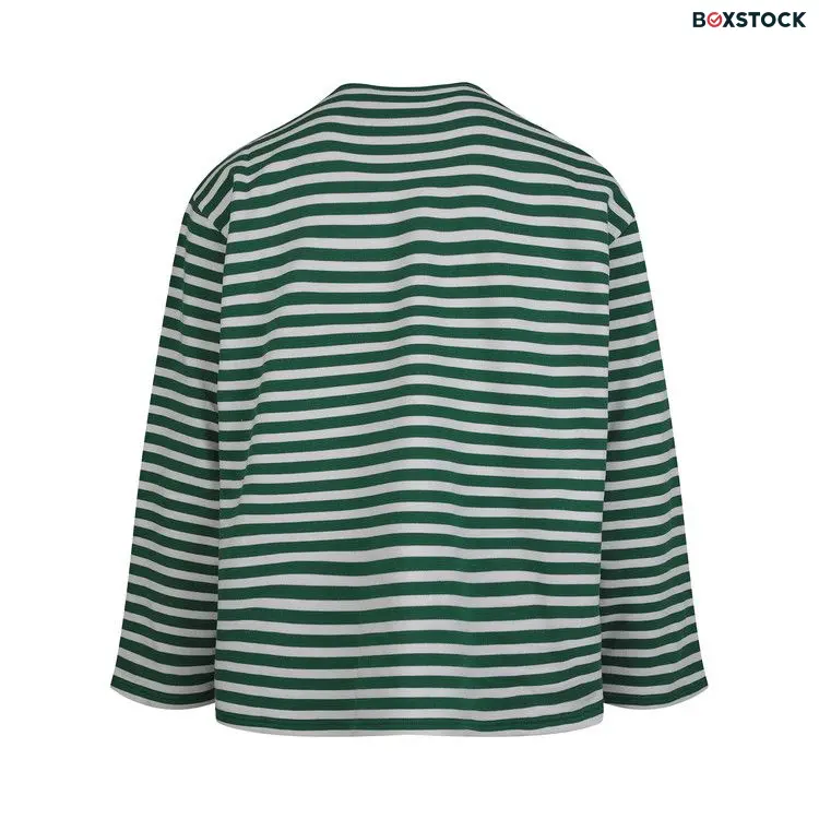 Palm Angels Bear Stripes Breton Long-SleeveTee 'Green/White' Spring/Summer 2022