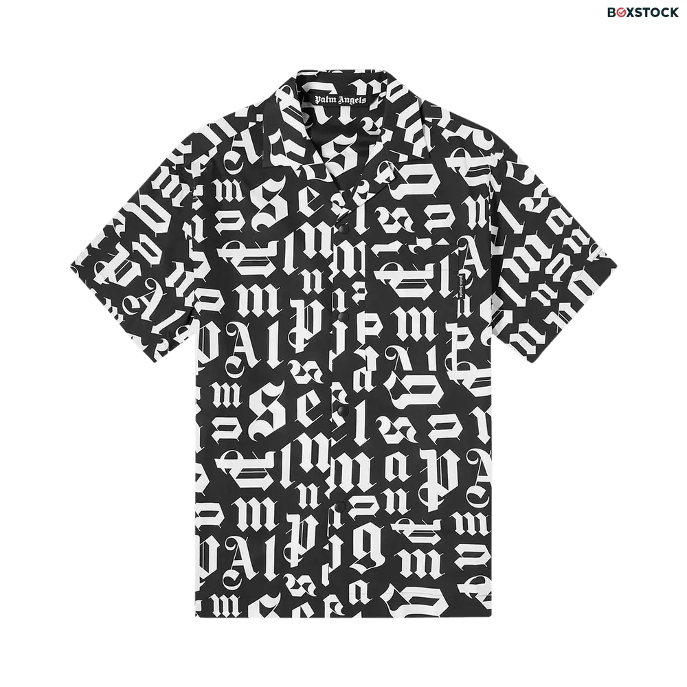 Palm Angels Broken Monogram Bowling Shirt 'Black/White' Spring/Summer 2021