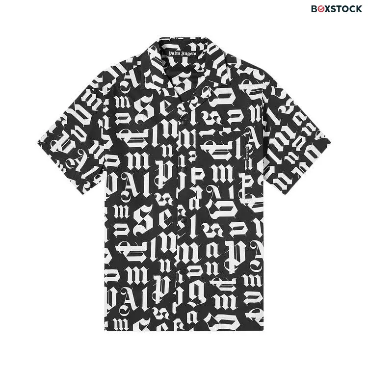 Palm Angels Broken Monogram Bowling Shirt 'Black/White' Spring/Summer 2021