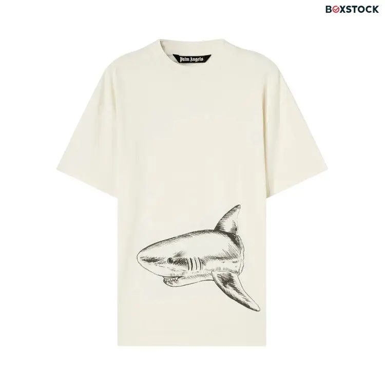 Palm Angels Broken Shark Classic Tee 'Butter' White Spring/Summer 2023