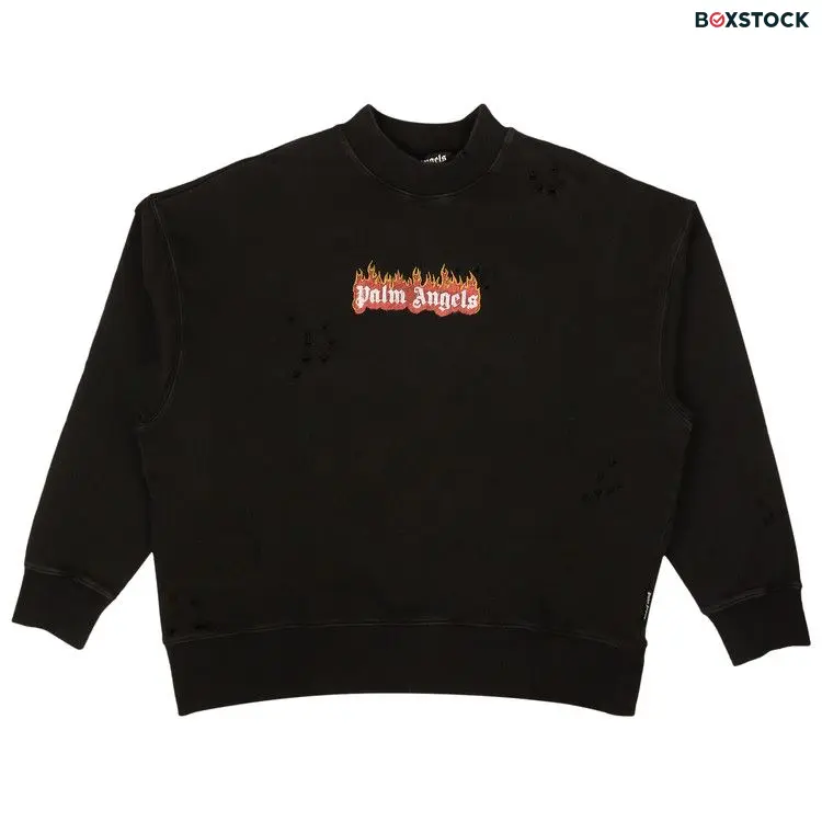 Palm Angels Burning Logo Crewneck 'Black/White' Fall/Winter 2022