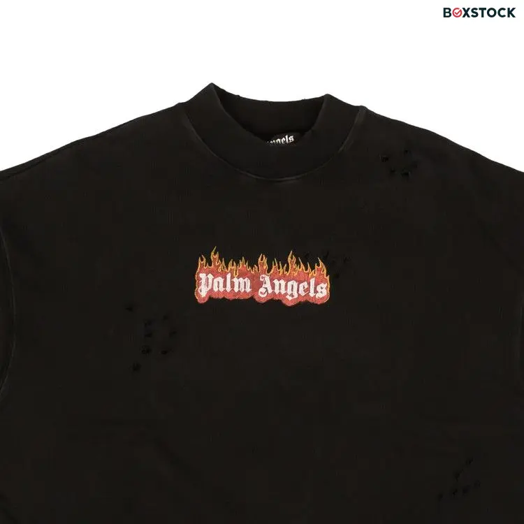 Palm Angels Burning Logo Crewneck 'Black/White' Fall/Winter 2022