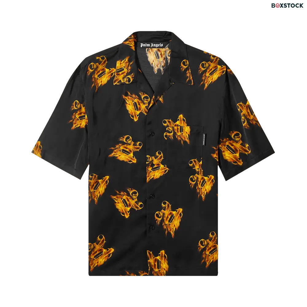 Palm Angels Burning Monogram Shirt 'Black/Gold' Spring/Summer 2024