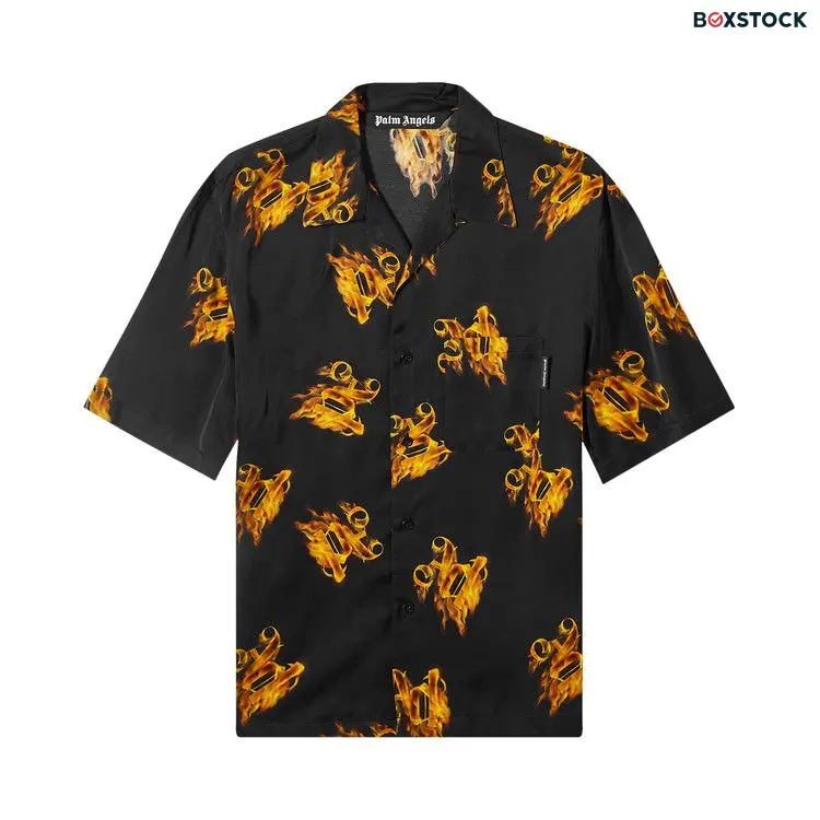 Palm Angels Burning Monogram Shirt 'Black/Gold' Spring/Summer 2024