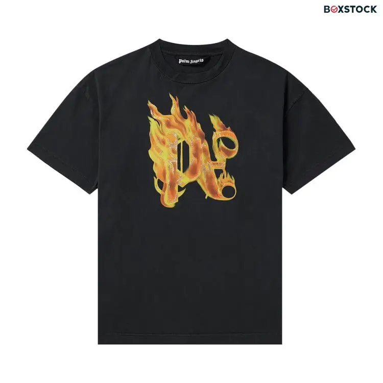 Palm Angels Burning Monogram T-Shirt 'Black/Gold' Spring/Summer 2024