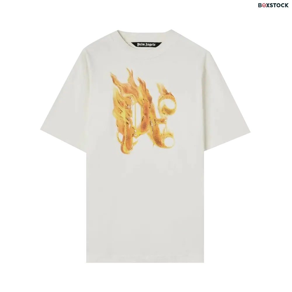 Palm Angels Burning Monogram T-Shirt 'Off White/Gold' Spring/Summer 2024