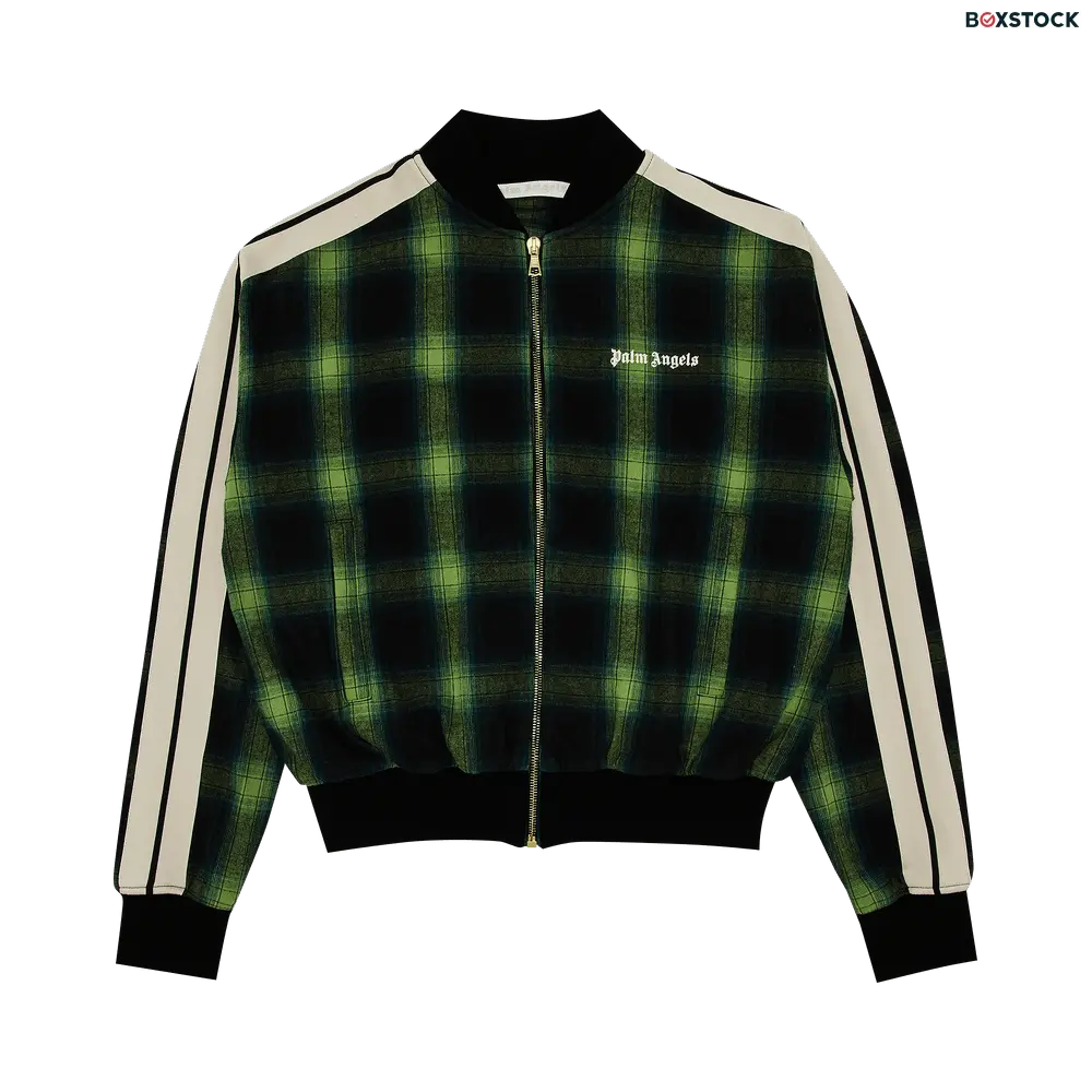 Palm Angels Classic Logo Check Bomber Jacket 'Green/Off White' Fall/Winter 2024