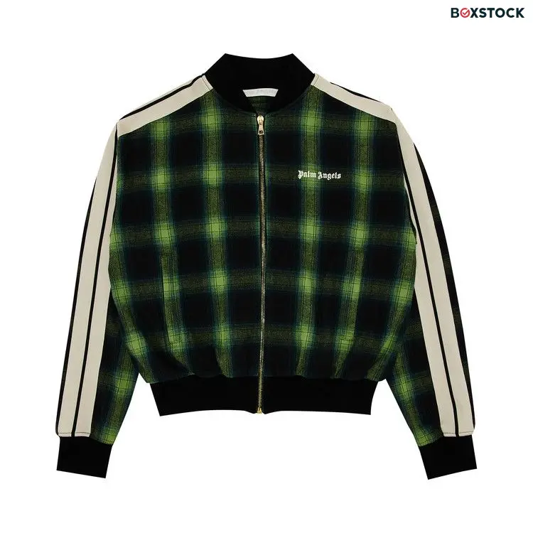 Palm Angels Classic Logo Check Bomber Jacket 'Green/Off White' Fall/Winter 2024