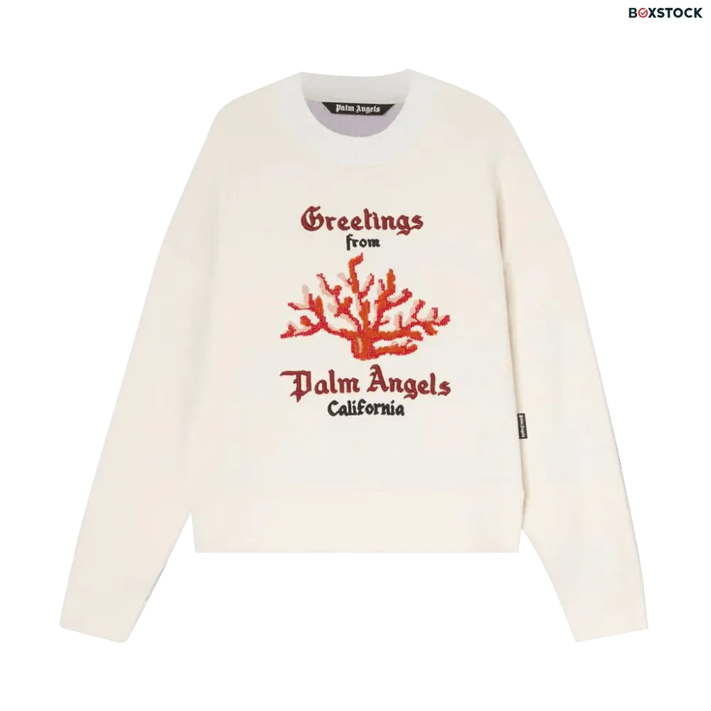 Palm Angels Coral Mix Knit Crewneck 'Off White/Red' Spring/Summer 2022