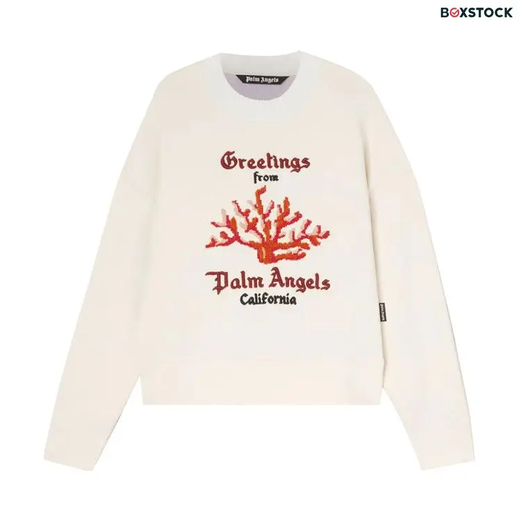 Palm Angels Coral Mix Knit Crewneck 'Off White/Red' Spring/Summer 2022