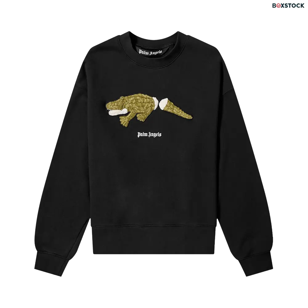 Palm Angels Croco Crewneck 'Black/Green' Spring/Summer 2021