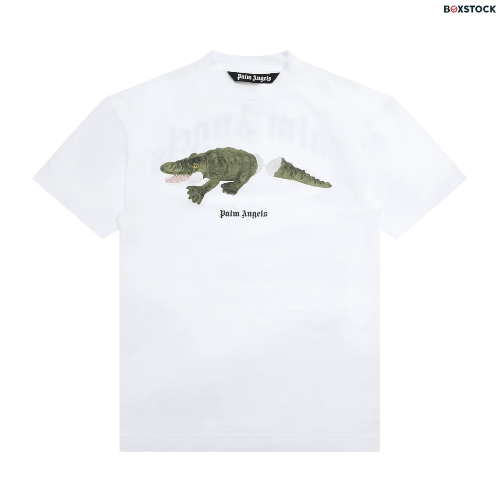 Palm Angels Croco Short-Sleeve Tee 'White/Green' Spring/Summer 2021