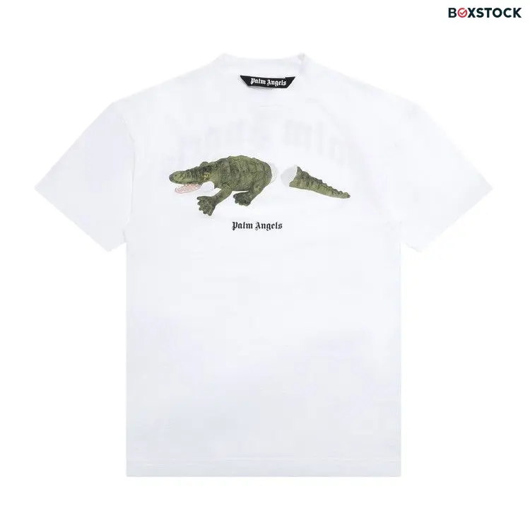 Palm Angels Croco Short-Sleeve Tee 'White/Green' Spring/Summer 2021