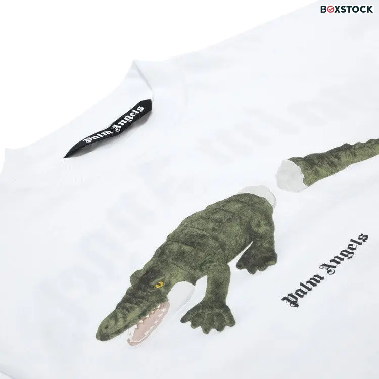 Palm Angels Croco Short-Sleeve Tee 'White/Green' Spring/Summer 2021
