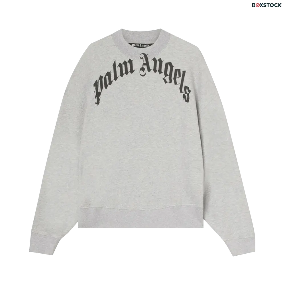 Palm Angels Curved Logo Crew 'Grey/Black' Spring/Summer 2022