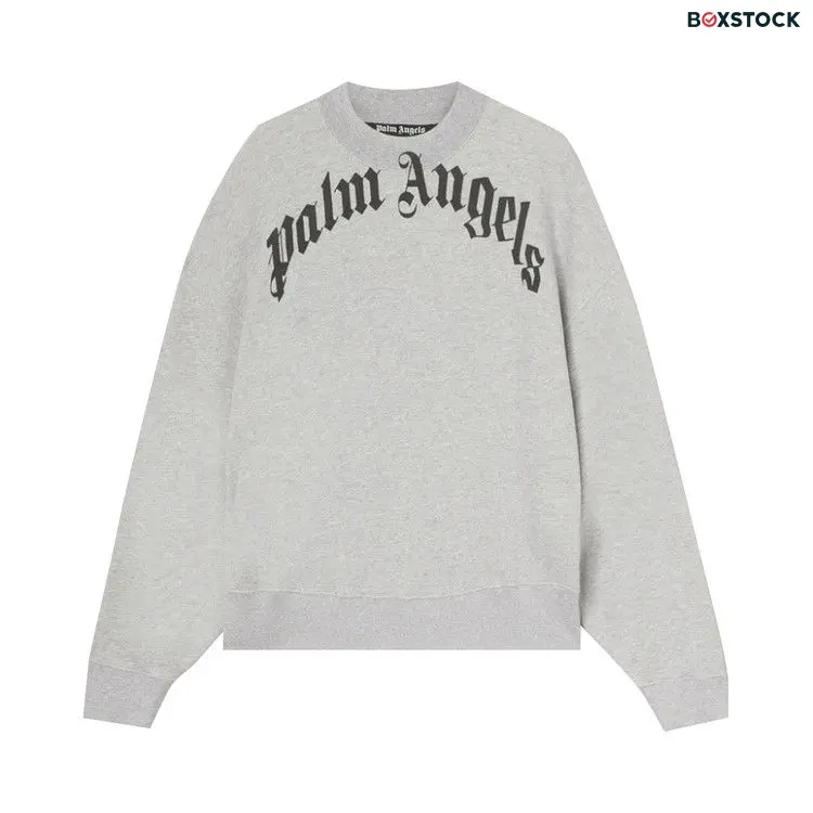 Palm Angels Curved Logo Crew 'Grey/Black' Spring/Summer 2022