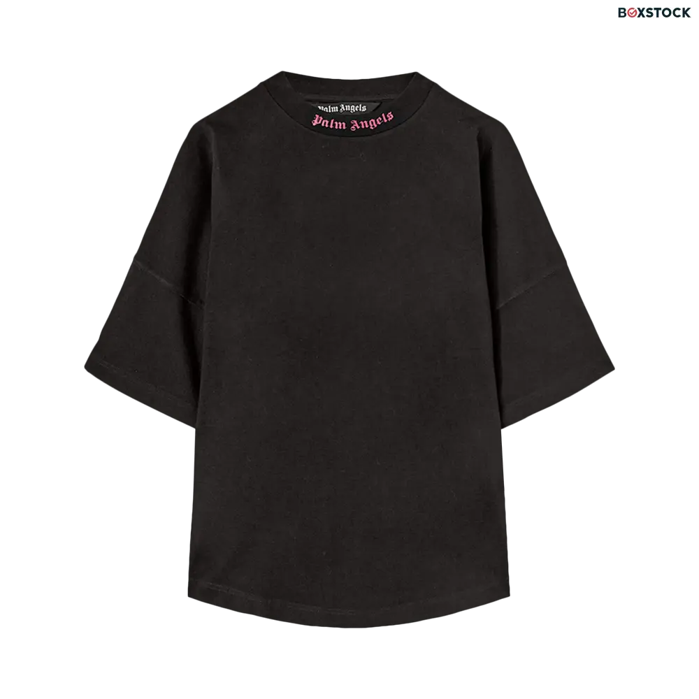 Palm Angels Doubled Logo Over Tee 'Black/Fuchsia' Spring/Summer 2023