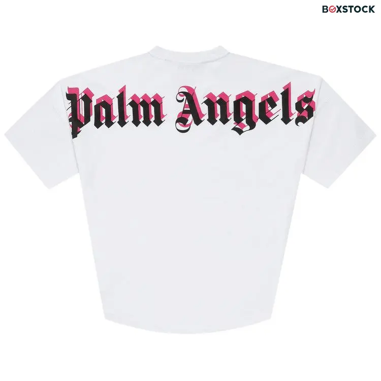 Palm Angels Doubled Logo Over Tee 'White/Fuchsia' Spring/Summer 2021