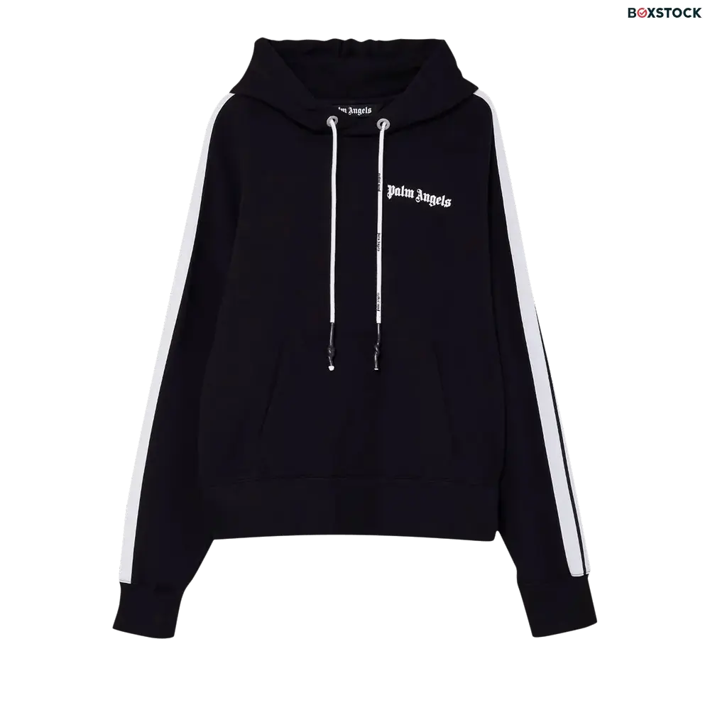 Palm Angels Fleece Track Hoodie 'Black/White' Spring/Summer 2021