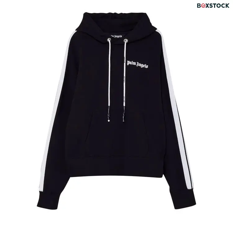 Palm Angels Fleece Track Hoodie 'Black/White' Spring/Summer 2021