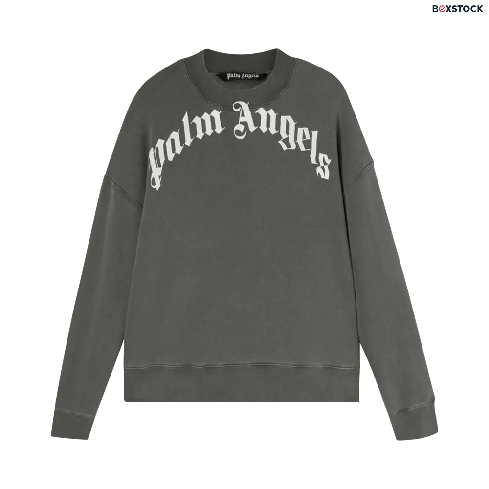 Palm Angels GD Curved Logo Crew 'Black/White' Spring/Summer 2022
