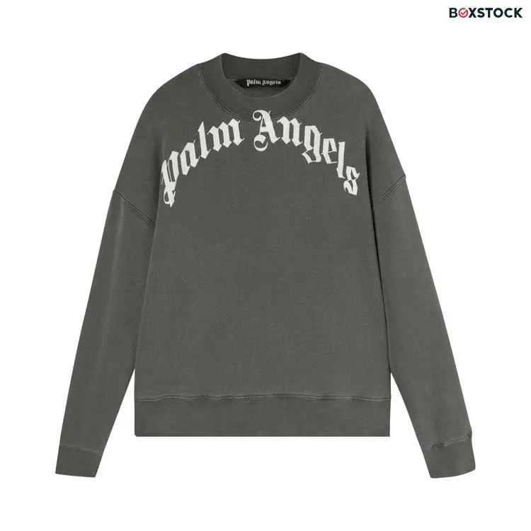 Palm Angels GD Curved Logo Crew 'Black/White' Spring/Summer 2022