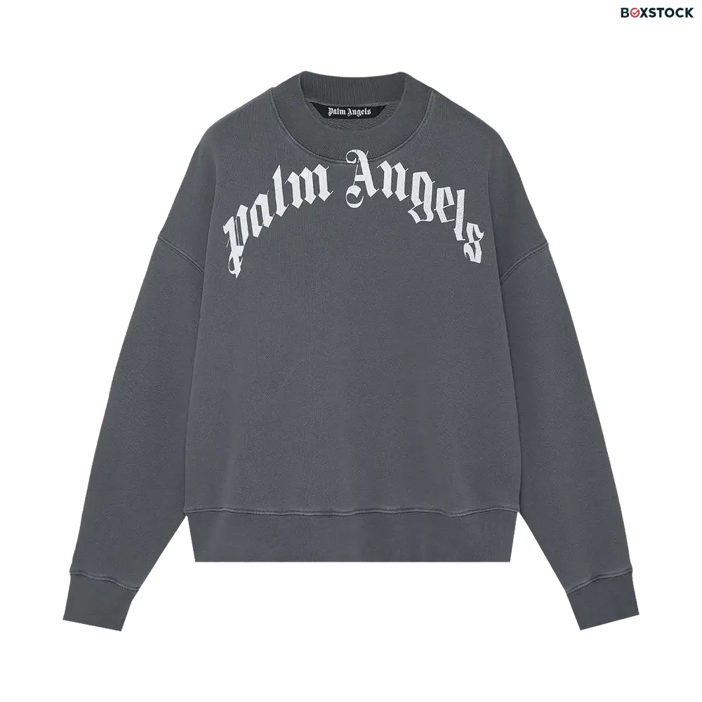 Palm Angels GD Curved Logo Crew 'Black/White' Fall/Winter 2021