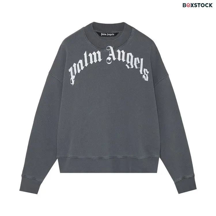 Palm Angels GD Curved Logo Crew 'Black/White' Fall/Winter 2021