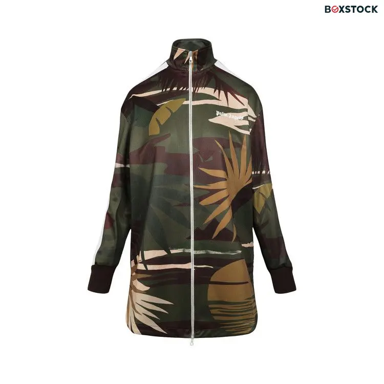 Palm Angels Hawaiian Camo Long Track Jacket 'Military Green'