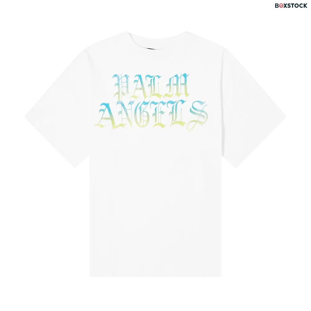 Palm Angels Hue Gothic Logo Over T-Shirt 'White/Multicolor' Spring/Summer 2021