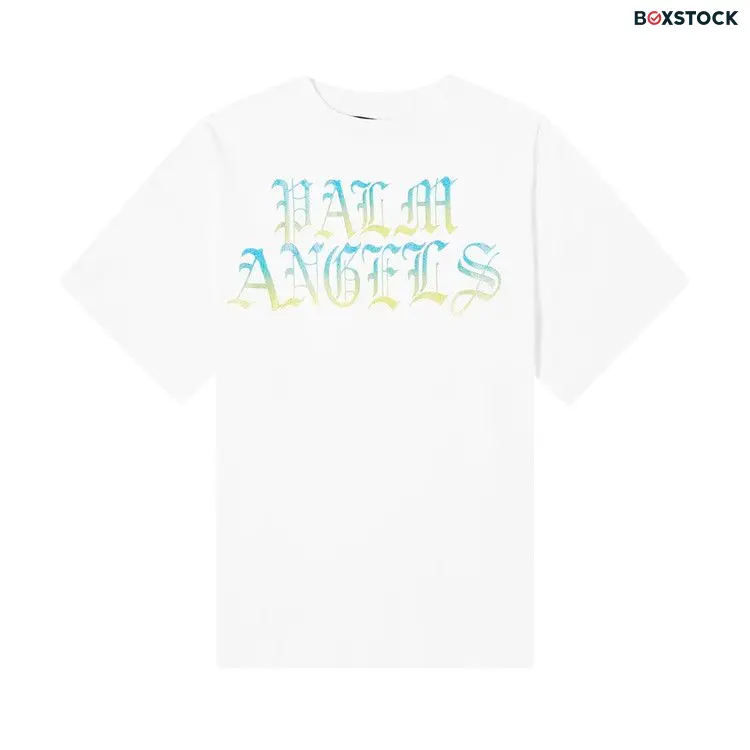 Palm Angels Hue Gothic Logo Over T-Shirt 'White/Multicolor' Spring/Summer 2021