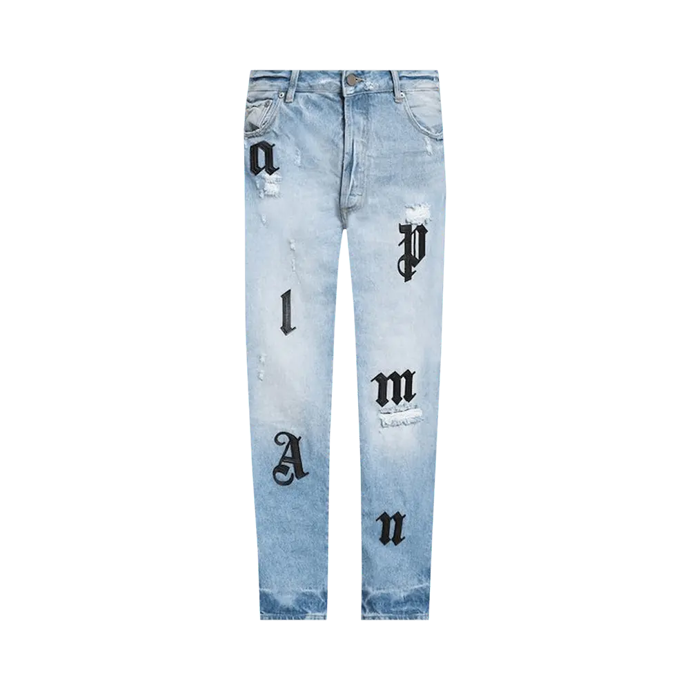 Palm Angels Logo Patches Jeans 'Light Blue' Fall/Winter 2023
