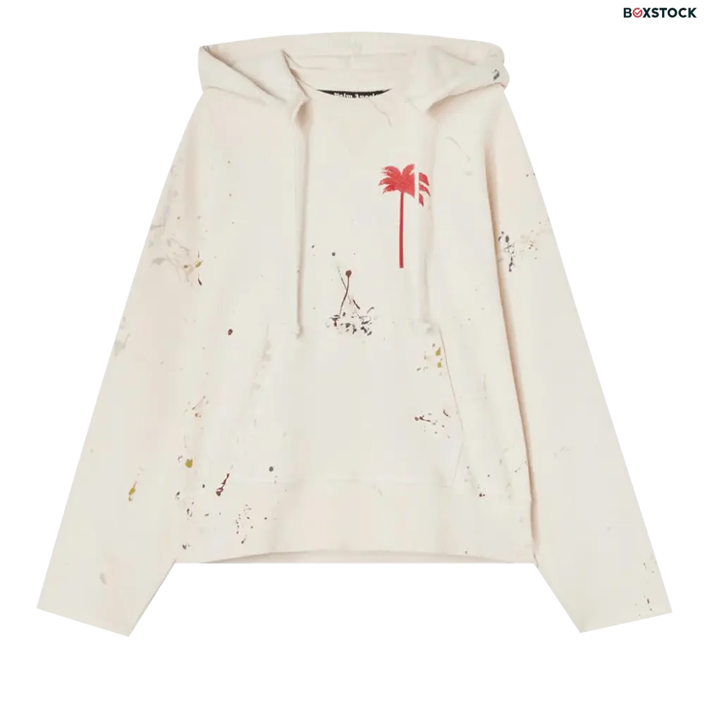 palm angels Palm Angels PxP Painted Raw Cut Hoodie 'Off White/Red' Spring/Summer 2022