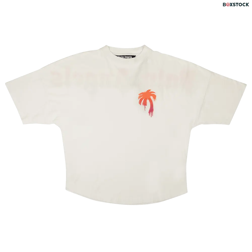 palm angels Palm Angels Sprayed Palm Logo Over Tee 'White/Fuchsia' Fall/Winter 2022