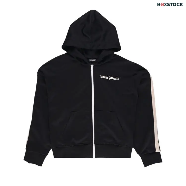 Palm Angels Zip Track Hoodie 'Black' Spring/Summer 2023