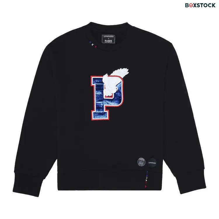 Paris Saint-Germain x 3.PARADIS Letterman Crewneck Sweater 'Black' Fall/Winter 2022