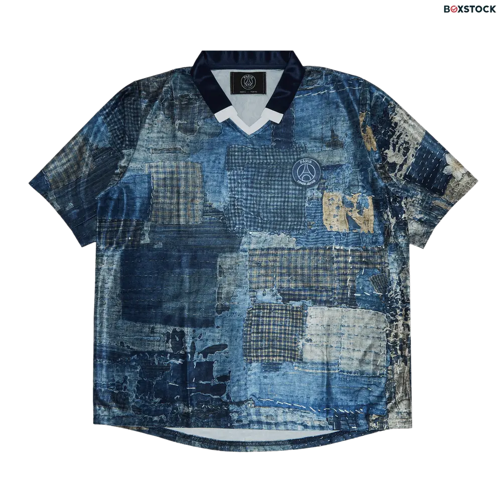 Paris Saint-Germain x EDIFICE Japan Boro Printed Uniform-Like Shirt 'Navy' Blue Spring/Summer 2024