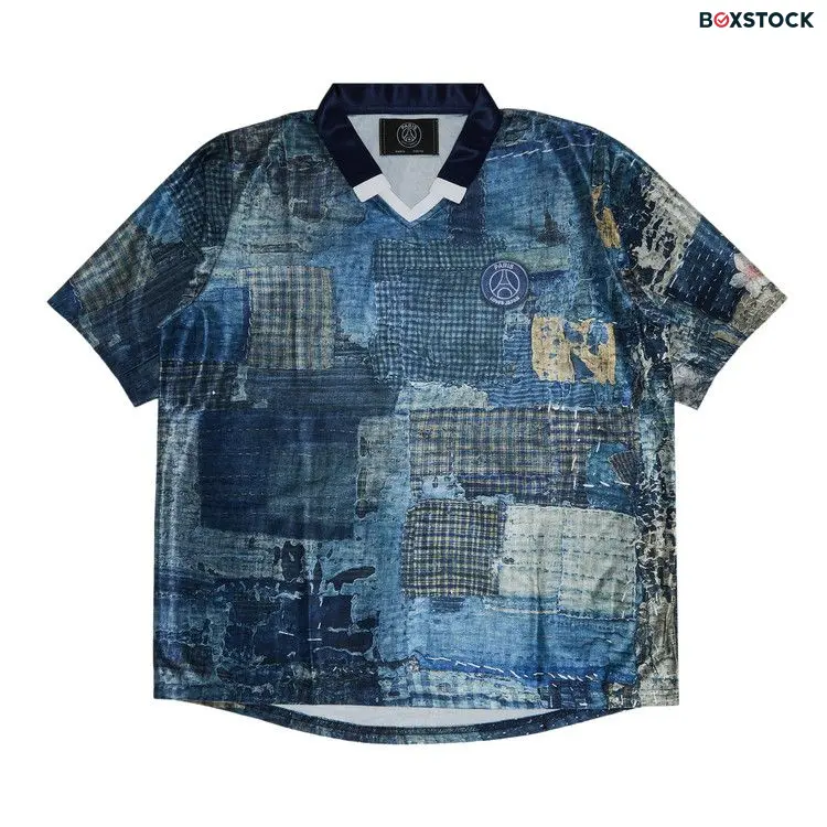 Paris Saint-Germain x EDIFICE Japan Boro Printed Uniform-Like Shirt 'Navy' Blue Spring/Summer 2024