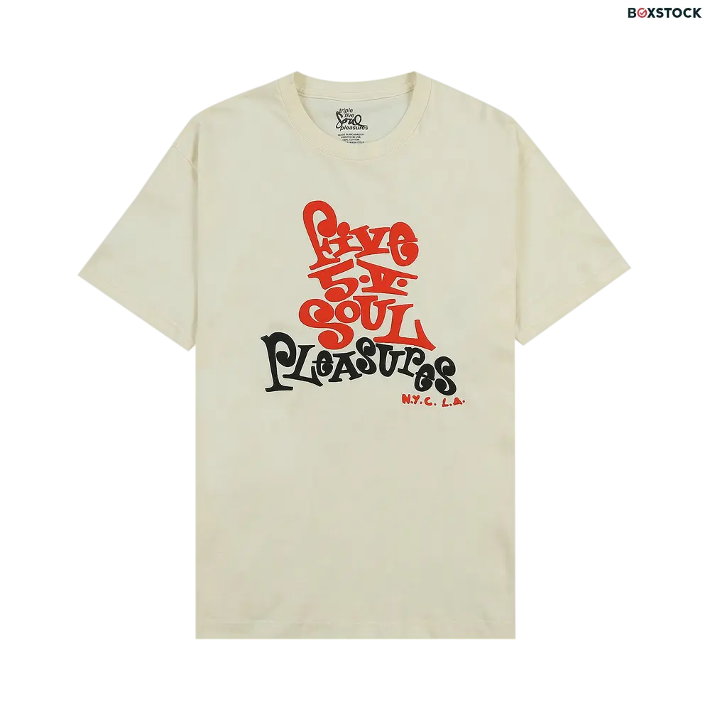 Pleasures Five 5 V T-Shirt 'Cream' Fall/Winter 2023