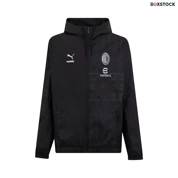 Puma x AC Milan x Pleasures Prematch Jacket 'Dark Version' Black Spring/Summer 2024